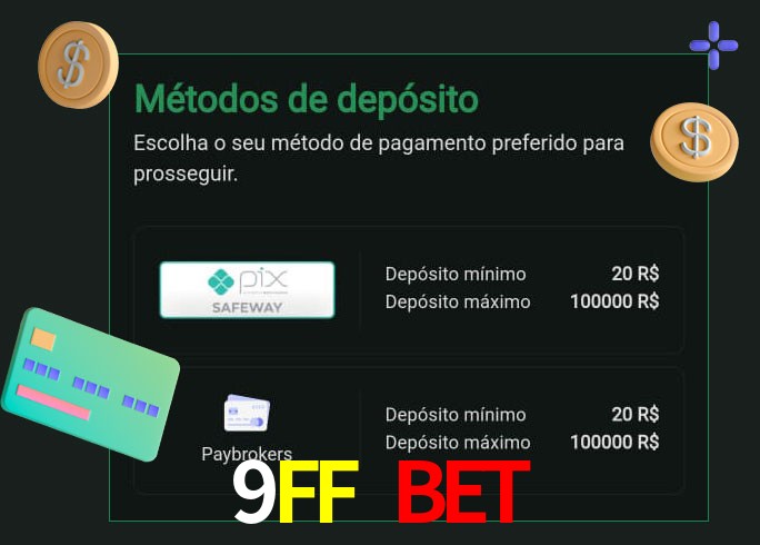 O cassino 9FF BET oferece uma grande variedade de métodos de pagamento